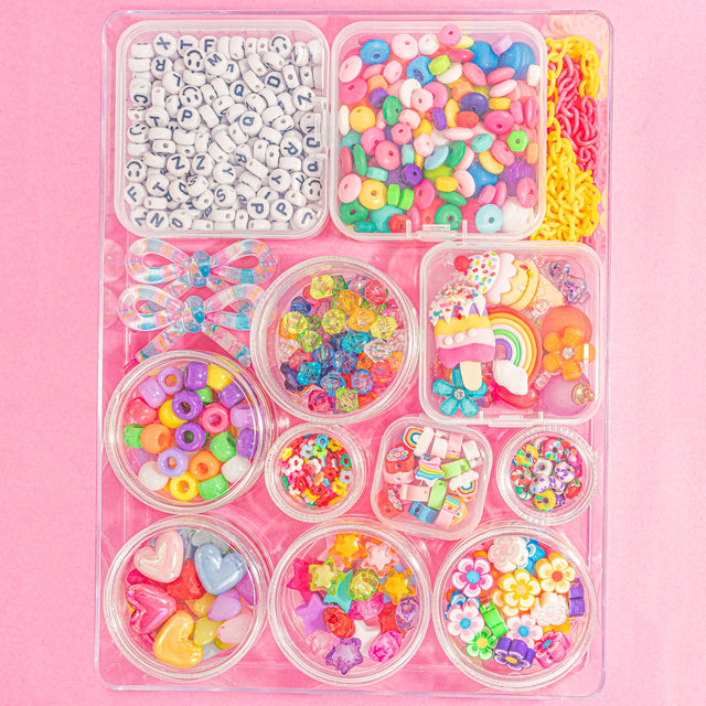 200pcs Bright Rainbow Acrylic Beads – For DIY Bracelets, Keychains & Shoe Charms