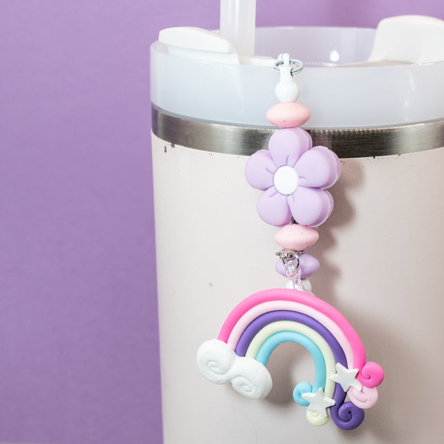 40pcs Rainbow Silicone Acrylic Beads – Perfect for DIY Pencil & Drink Charms