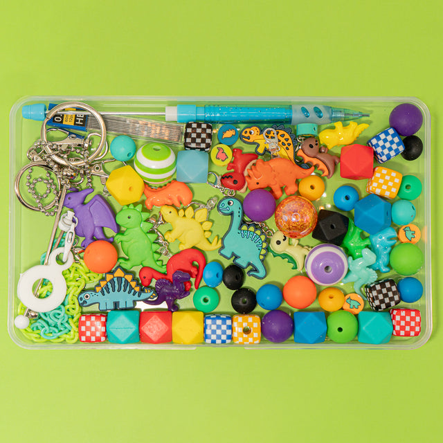 40pcs Dino Silicone Acrylic Beads – Perfect for DIY Pencil & Drink Charms