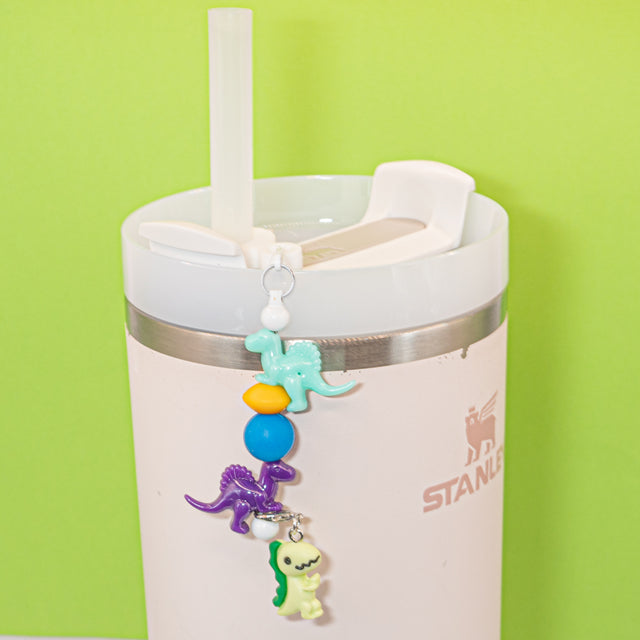 40pcs Dino Silicone Acrylic Beads – Perfect for DIY Pencil & Drink Charms