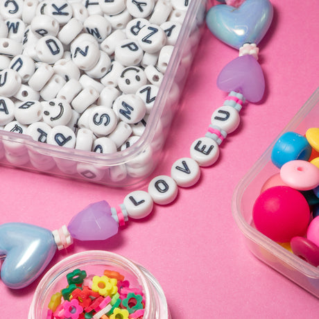 200pcs Bright Rainbow Acrylic Beads – For DIY Bracelets, Keychains & Shoe Charms