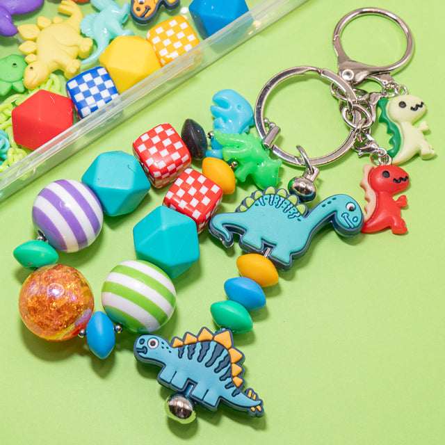 40pcs Dino Silicone Acrylic Beads – Perfect for DIY Pencil & Drink Charms