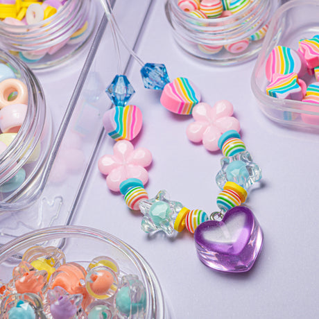 200pcs Pastel Rainbow Acrylic Beads – For DIY Bracelets, Keychains & Shoe Charms