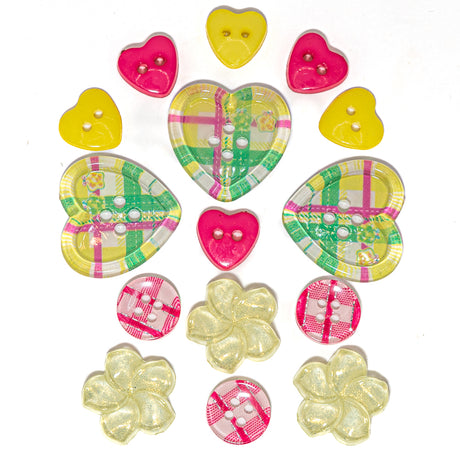 Plaid Petals & Hearts Embellishment Pack