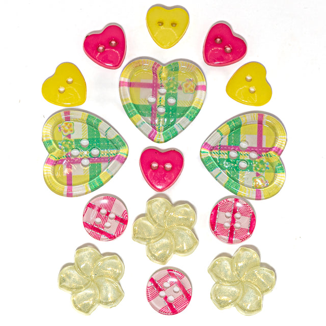 Plaid Petals & Hearts Embellishment Pack