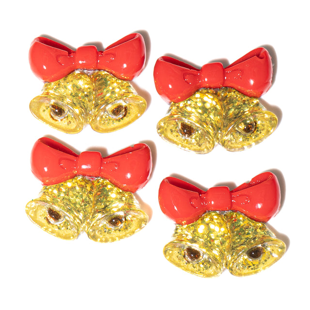 Christmas Transparent Resin Cabochons – Glitter Bell Shapes