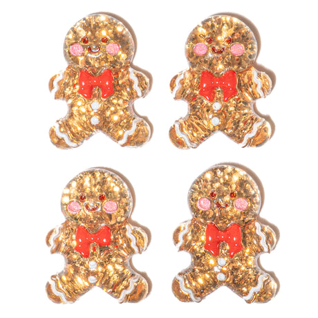 Christmas Transparent Resin Cabochons – Glitter Gingerbread Shapes