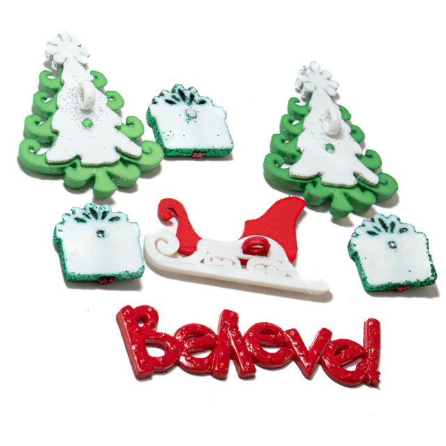 Whimsical Christmas Glitter Sparkle Holiday Themed Embellishments