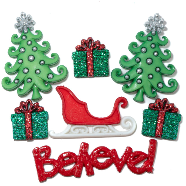 Whimsical Christmas Glitter Sparkle Holiday Themed Embellishments