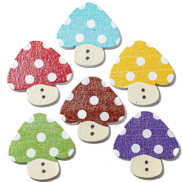 Mushroom Wood Buttons Nature Themed 2-Hole Buttons