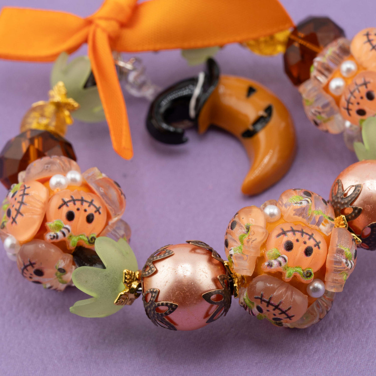 Handmade Beaded Halloween Mini Wreath Ornaments