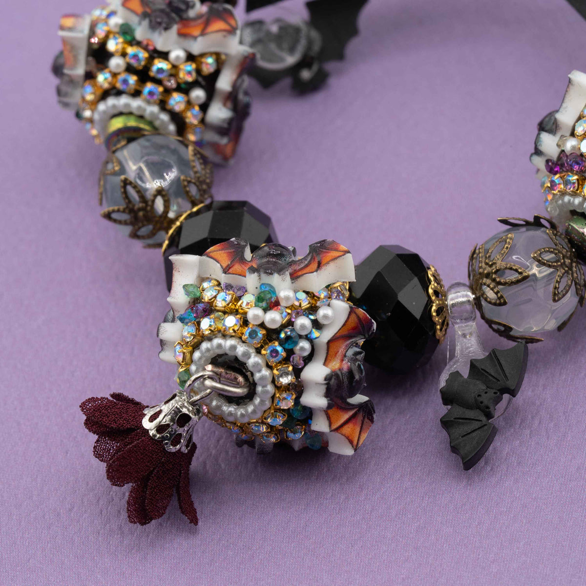 Handmade Beaded Halloween Mini Wreath Ornaments