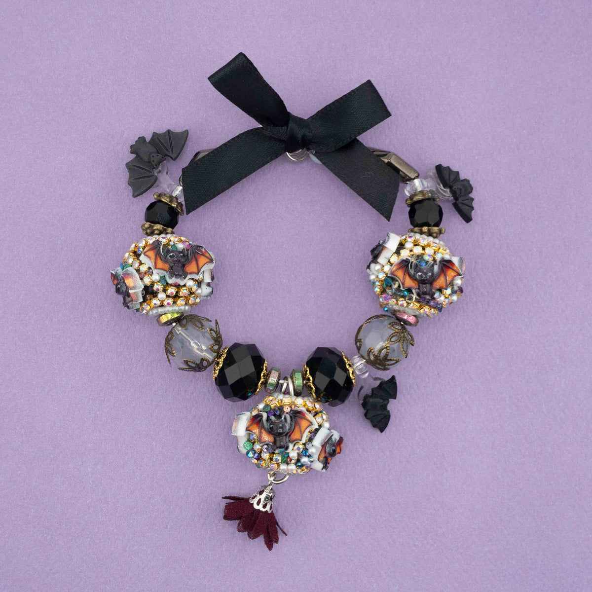 Handmade Beaded Halloween Mini Wreath Ornaments