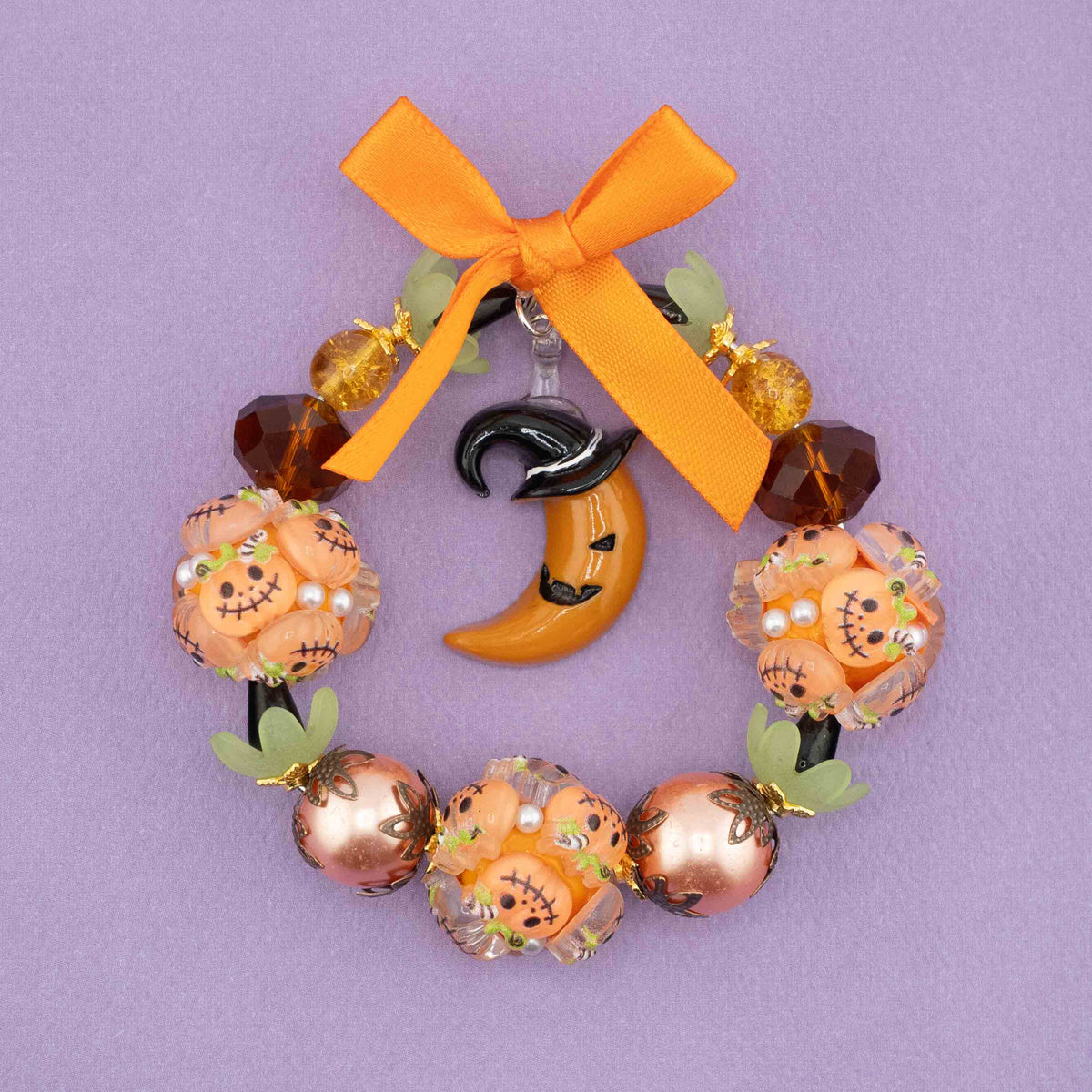 Handmade Beaded Halloween Mini Wreath Ornaments