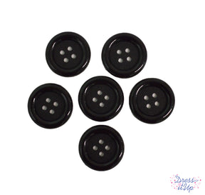 Large 4-hole buttons in black add to sewing and crafting projects