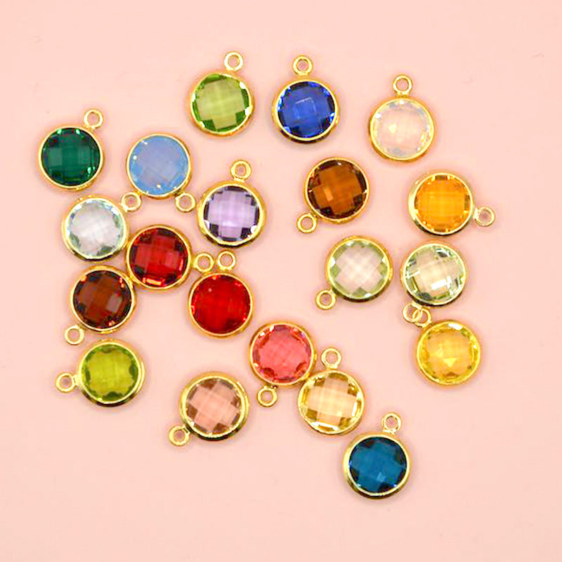 18K Gold Mini Round Faceted Glass Color Charms – Dress It Up