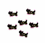 Polka Dot Black Cat Printed 2-Hole Buttons