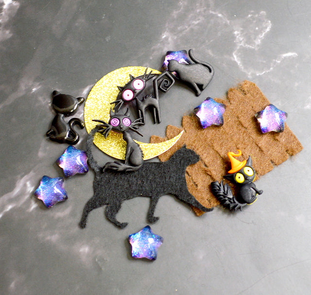 Midnight Cat Craft Embellishment and Felt Assortment 30pcs