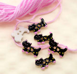 Polka Dot Black Cat Printed 2-Hole Buttons