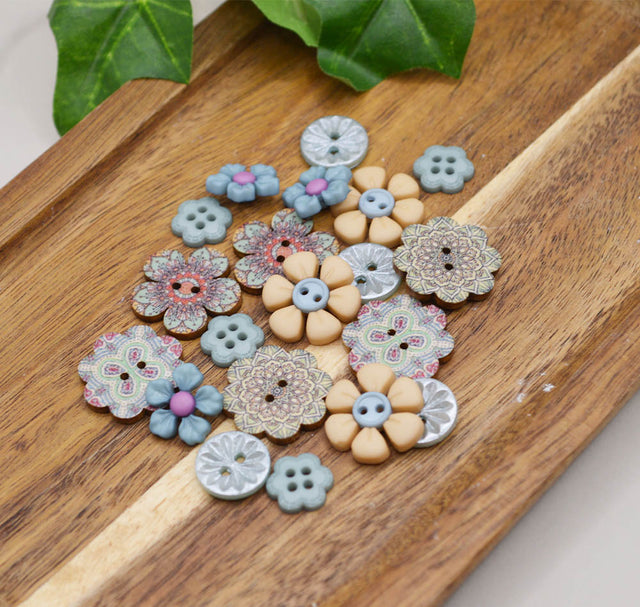 Dusty Blue Blooms Mix Embellishment Pack