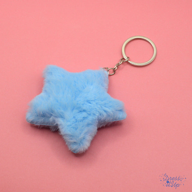 Fluffy blue star adds to backpack and keychain projects