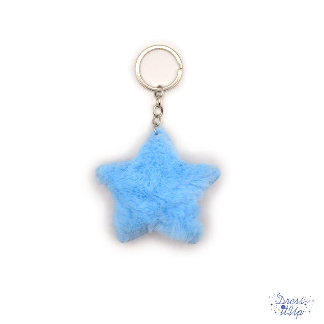 Fluffy blue star adds to backpack and keychain projects