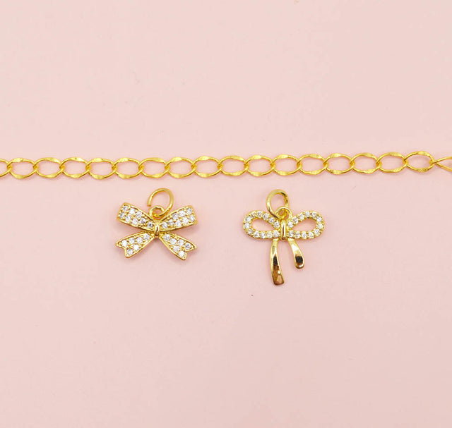 Gold Bow 18K Gold Charm Duo