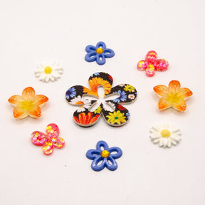 Bright flower flat craft embellishments for paper or wood crafting