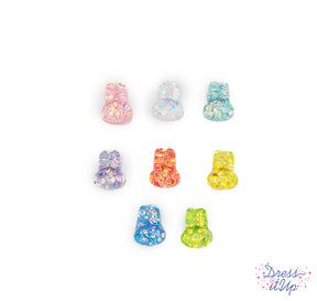 Colorful sparkling flat-back bunnies perfect for Easter and spring crafting