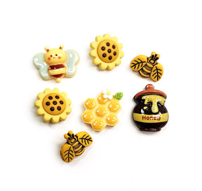bee and honey themed flat-back craft embellishments for paper, wood and fabric crafts