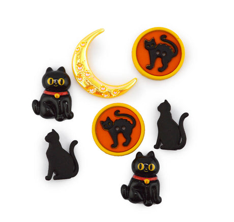Midnight Cats & Moon Resin Craft Embellishments