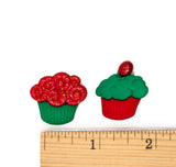 Christmas Cupcakes Red Green Holiday Themed Buttons