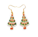 18K Gold Plated Enamel Christmas Tree Dangle Earrings