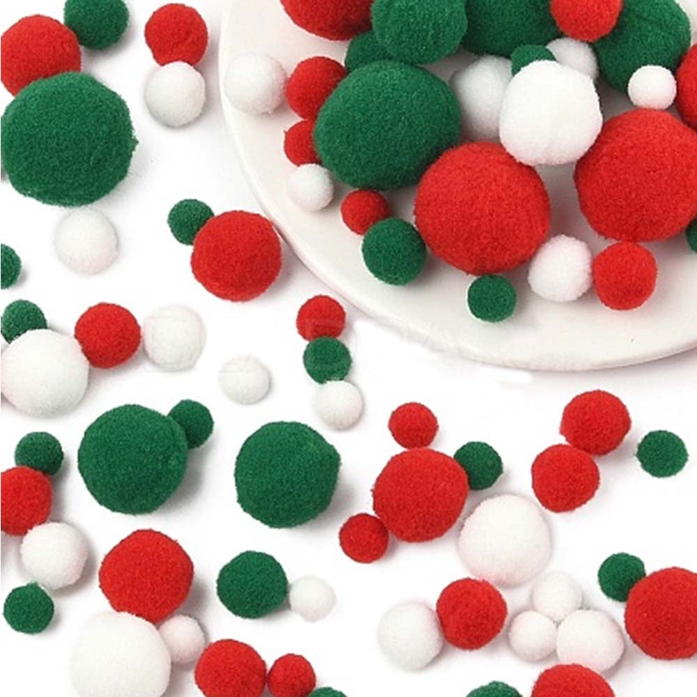 Christmas Mix Mini Pom Pom Craft Balls 100 Pieces