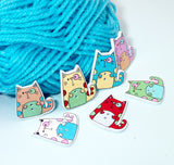 Chunky Cats Colorful Sew-Thru Wood Buttons