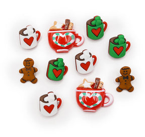 cocoa and gingerbread themed crafting embellishments for Christmas and winter theme crafting