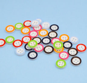 four hole white and color edge buttons for crafting and sewing designs