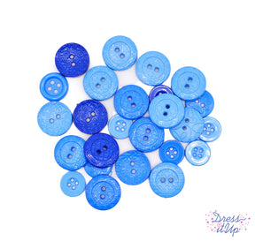Mix of sewing buttons in shades of blue