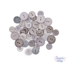 Mix of sewing buttons in shades of grey