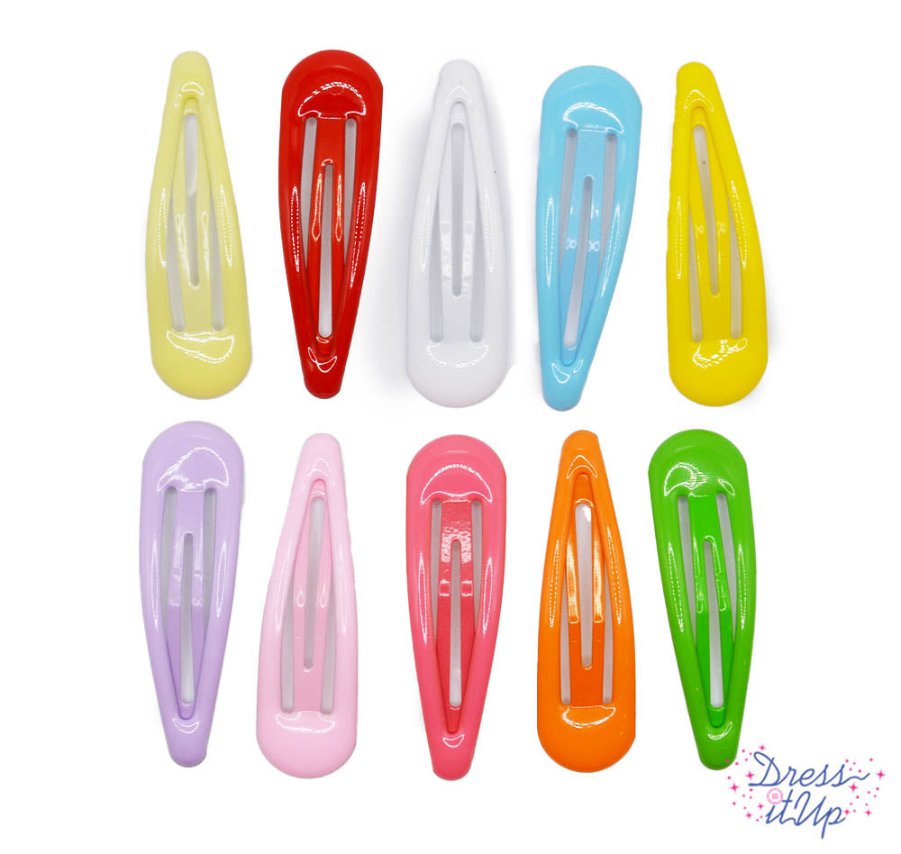 Bright color barrettes are perfect to dress up with buttons and embellishments