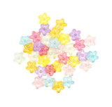 Large plastic flower beads in bright girly colors with a AB finish. 