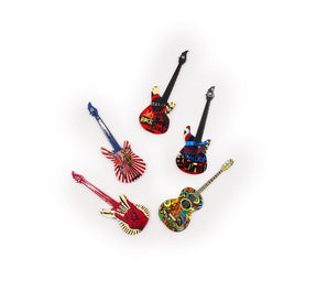 Flat back guitars with fun punk patterns