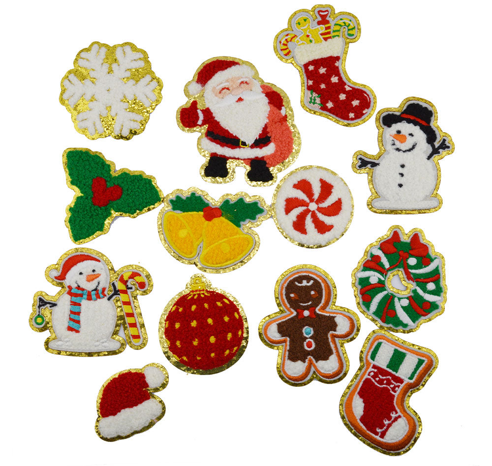 Chenille Cozy Christmas Characters Iron-On Patch Mix