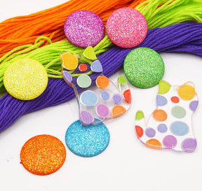 clown cat themed crafts and flat back glitter dots for crafting