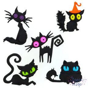 Crazy black cats with colorful eyes add to Halloween and spooky crafts