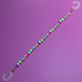 Acrylic Beaded Shoe Charm Pair in Rainbow Heishi