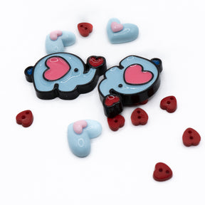 blue and pink elephant flat-back buttons for DIY Crafts