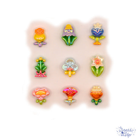 Shiny resin multi color garden flowers