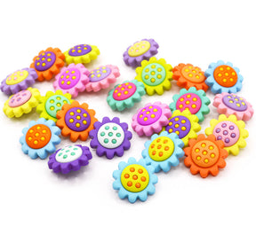 Bright multicolored daisy craft buttons for diy crafting 24 pieces