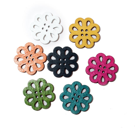 Dahlia Flower Wood Buttons